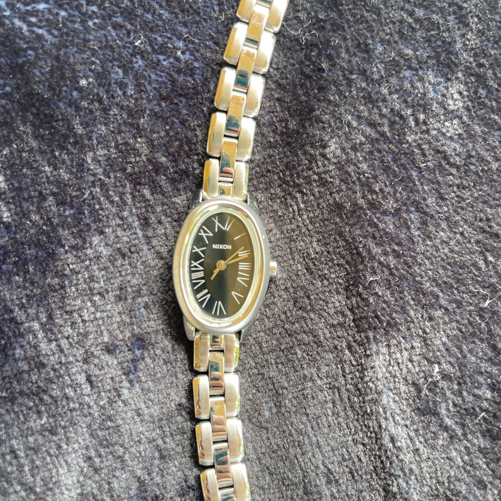 Nixon Silver Bracelet Watch with Black Dial